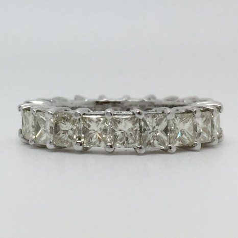 4.90 Carat Princess-Cut Four-Prong Eternity Diamond Ring in 14k White Gold